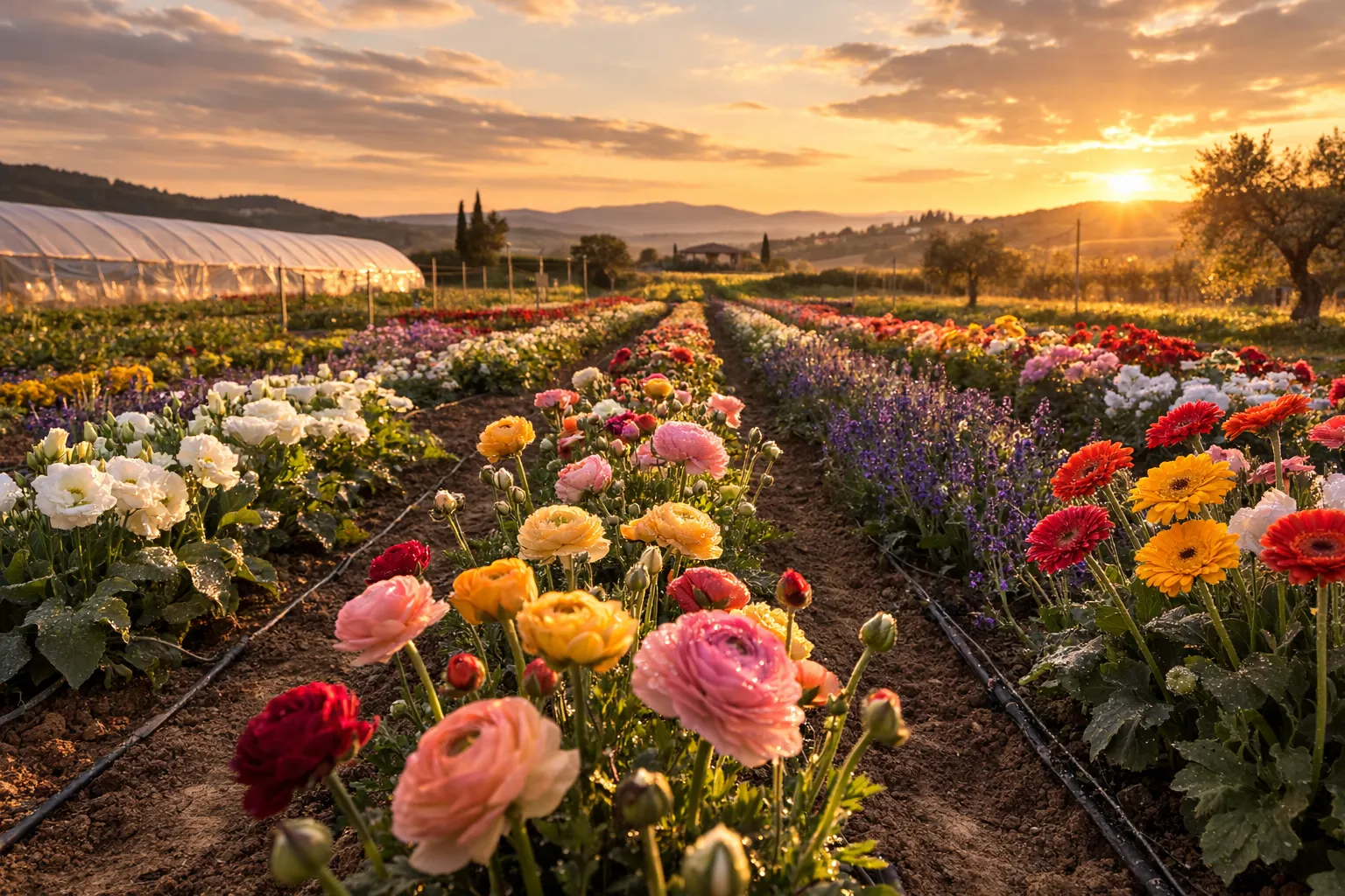 Dettaglio di fiori coltivati in azienda